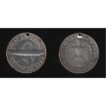 Deutsches Reich. Silbermünze. 3 Reichsmark. Weltflug Graf Zeppelin. F 1930. Vorderseite: Zeppelin