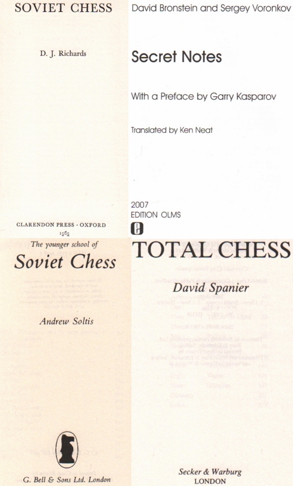 Richards, D. J. Soviet Chess. Oxford, Clarendon Press, 1965. 8°. VIII, 201 Seiten. Originaler