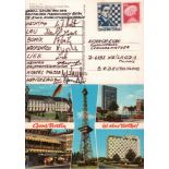 Berlin 1980. Farbige und postalisch gelaufene Postkarte mit farbigen Ansichten aus Berlin und 8