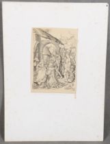 Martin Schongauer (1430/50-1491). Die Anbetung der Könige. Kupferstich, ungerahmt, 27 x 17,5 cm. (