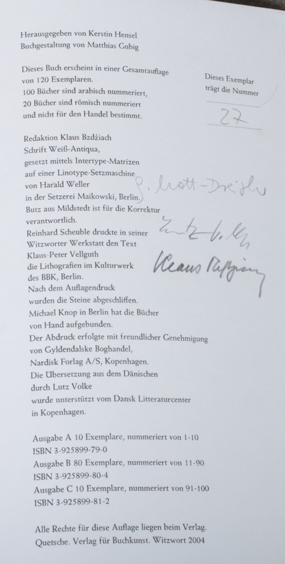 Klaus Rifbjerg, „Das Bild“, aus dem Dänischen übersetzt von Lutz Volke, mit Lithographien von Gisela - Image 2 of 6
