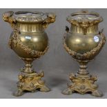 Paar Vasen. Frankreich 19. Jh. Bronze, teilw. vergoldet, H=je 43 cm.