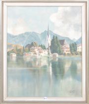 Adolf Böck (1890-1968) attrib. „Tegernsee“. Öl/Lw., re./u./sign./bez., gerahmt, 81 x 65 cm. **