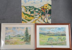 Fritz Lange (Maler des 20. Jhs.), Gebirgslandschaft und „Tiefenbach“, zwei Aquarelle/Papier, re./