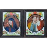 „S. Maria“ und „S. Joseph“. Süddeutsch 19. Jh. Zwei Hinterglasmalereien, gerahmt, je 23,5 x 18,5 cm.