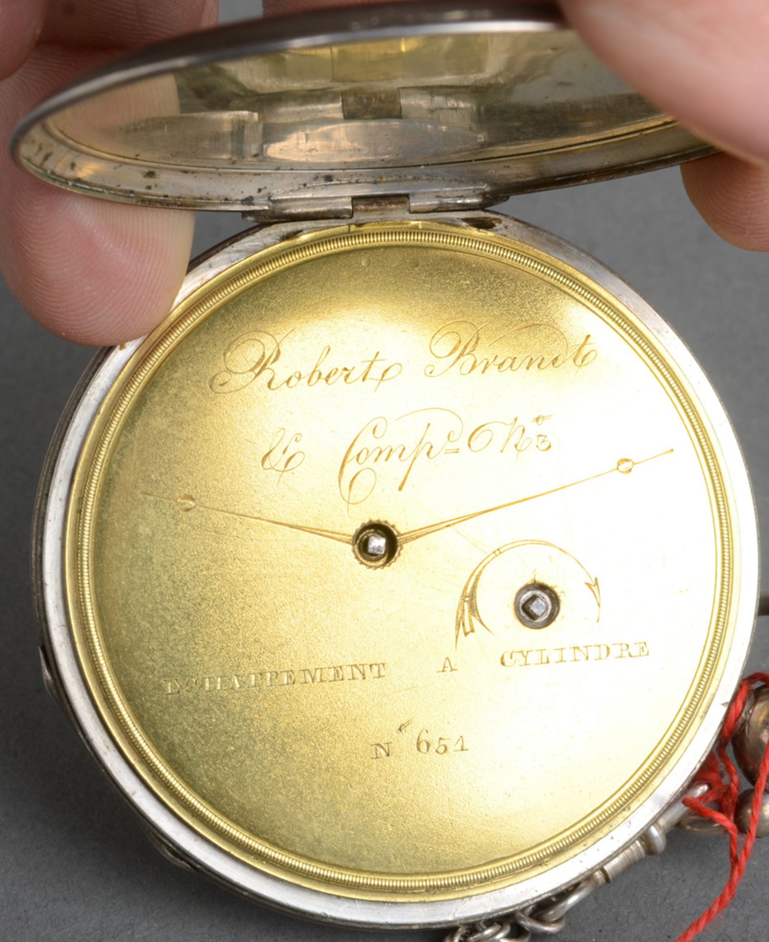 Taschenuhr, Marke „Robert Brandt“, mit Silbergehäuse und doppeltem Schlüsselaufzug; dazu silberne - Image 2 of 2