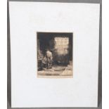 Rembrandt van Rijn (1606-1669). „Faust“. Kaltnadelradierung, ungerahmt, 21 x 16,5 cm. (späterer