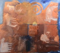 Thengis Rioni (*1967) / Anneliese Guttenberger (Malerin des 20. Jhs.). „Drei Musikanten“, zwei Pferd