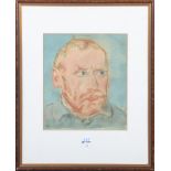 Albert Haueisen (1872-1954). Selbstporträt. Aquarell/Papier, re./u./sign., mit Passepartout hi./