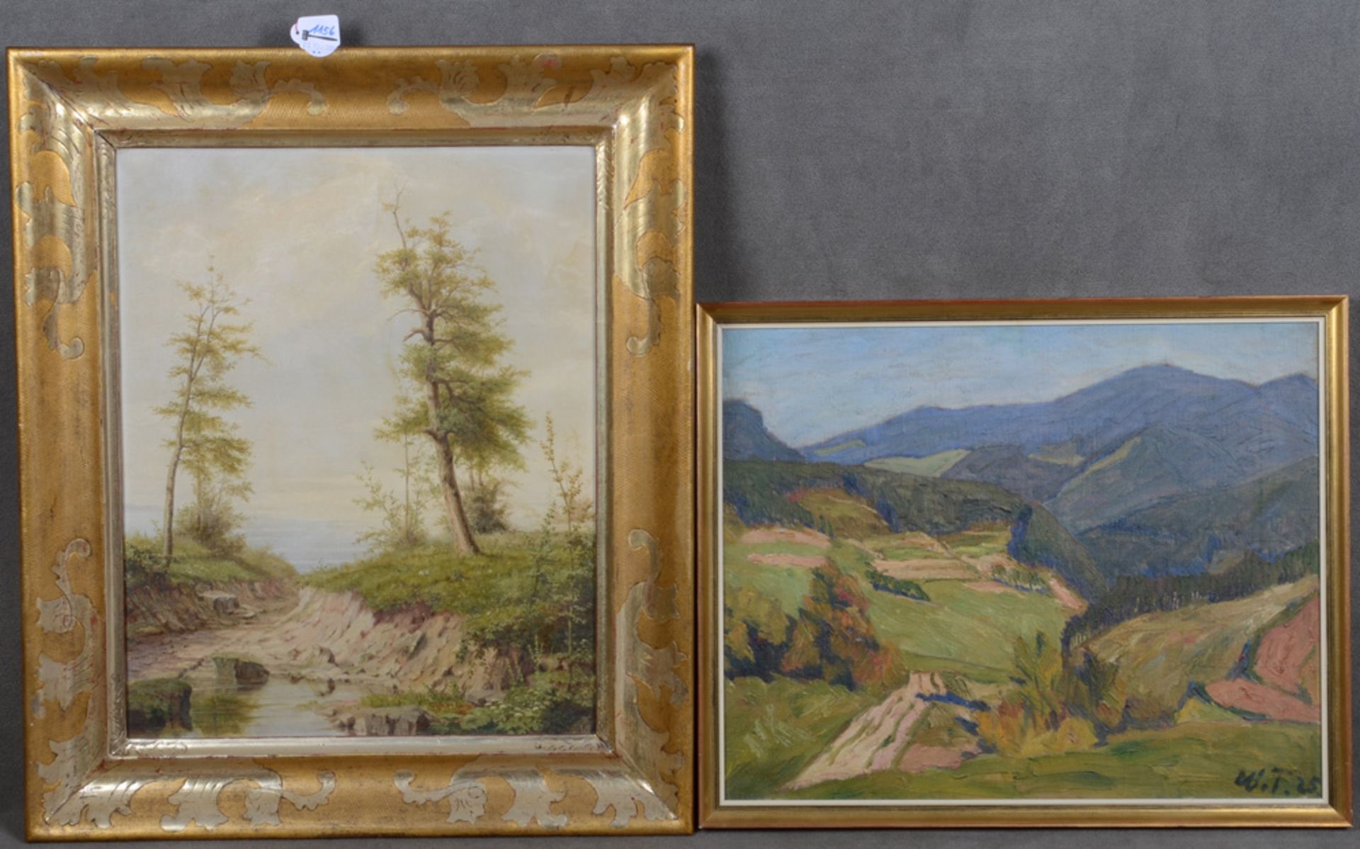 Willy Tiedjen (1881-1950), Hügelige Landschaft, Öl/Lw., re./u./monogr., dat. (19)25, gerahmt, 40 x 5