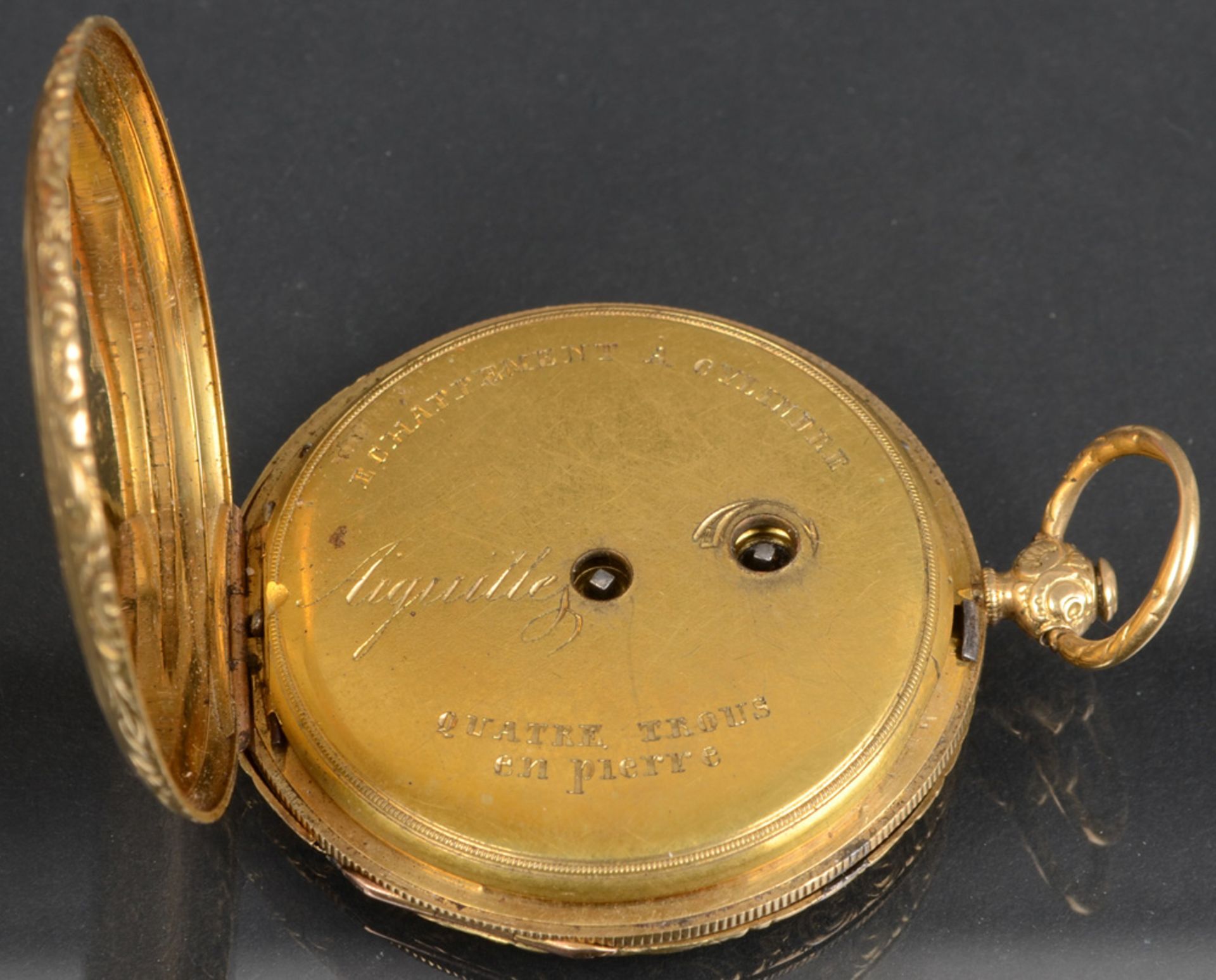 Taschenuhr, Marke „Aiguilles“, mit 18 ct Goldaußengehäuse. (Funktion ungeprüft) - Image 2 of 2