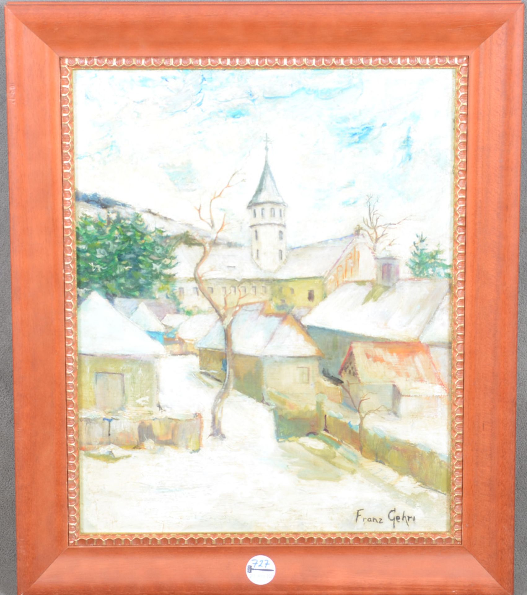 Franz Gehri (1882-1960) attrib. Dorfansicht im Winter. Öl/Hartfaser, re./u./bez., gerahmt, 50 x 40