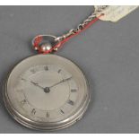 Taschenuhr, Marke „Robert Brandt“, mit Silbergehäuse und doppeltem Schlüsselaufzug; dazu silberne