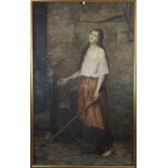 Giovanni De Michelis (1849-1888) attrib. Blinde barfüßige Frau mit Stock in Lebensgröße. Öl/Lw.,