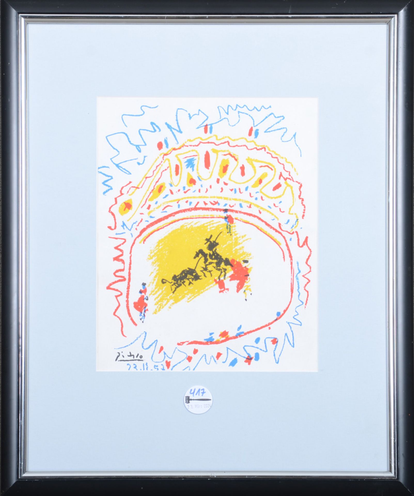 Pablo Picasso (1881-1973). „Der kleine Stierkämpfer“. Farblithographie, li./u./sign./dat. 23.11.(