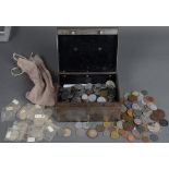 Konvolut Münzen, u.a. 5- und 10-DM-Silbermünzen und Pfennige.