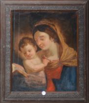Maler des 18. Jhs. Muttergottes mit Kind. Öl/Lw., gerahmt, 69 x 54 cm. (rest.) **