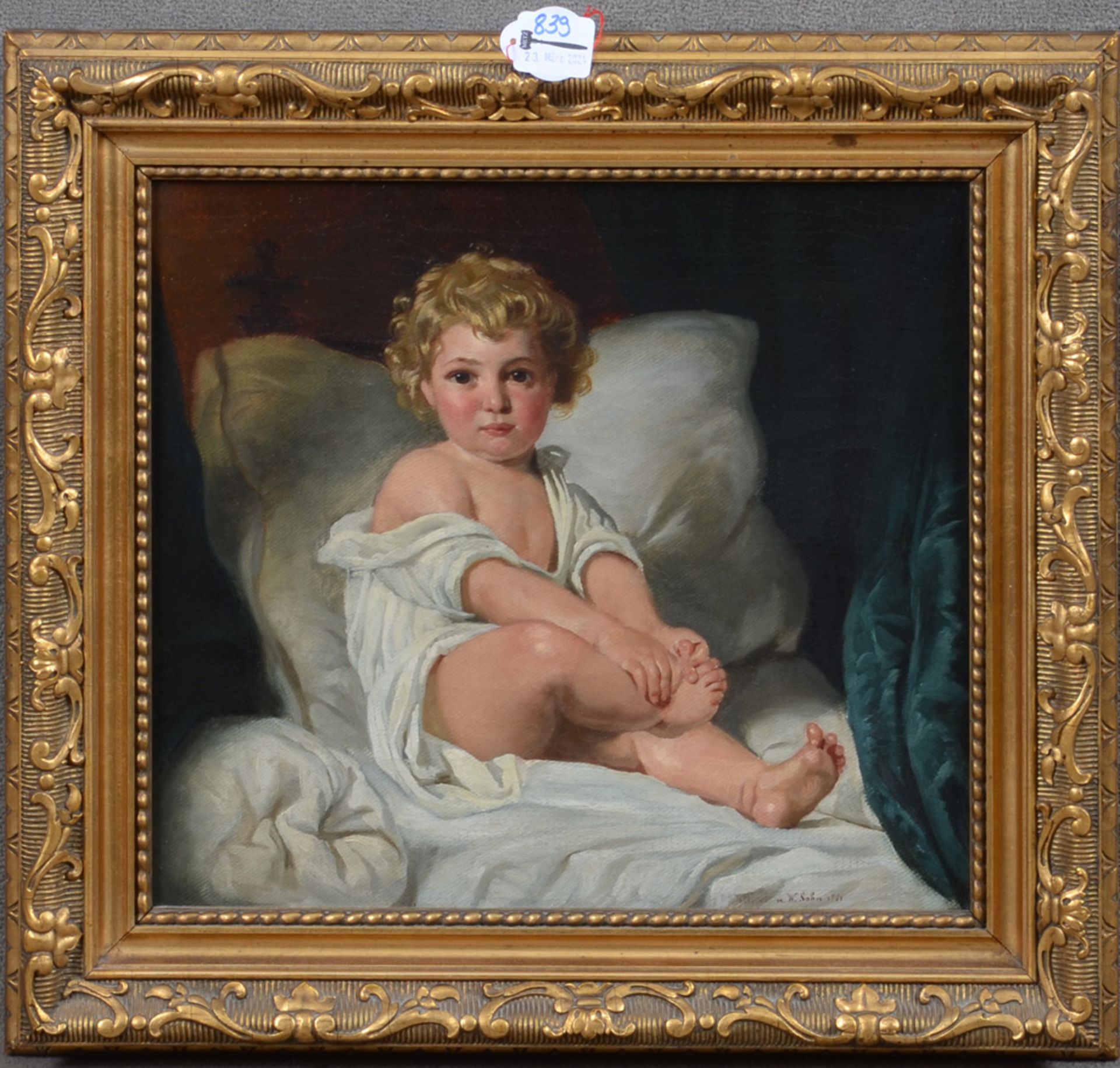 Maler des 19./20. Jhs. Kinderporträt. Öl/Lw., re./u./bez./dat. 1881, 32 x 35,5 cm.