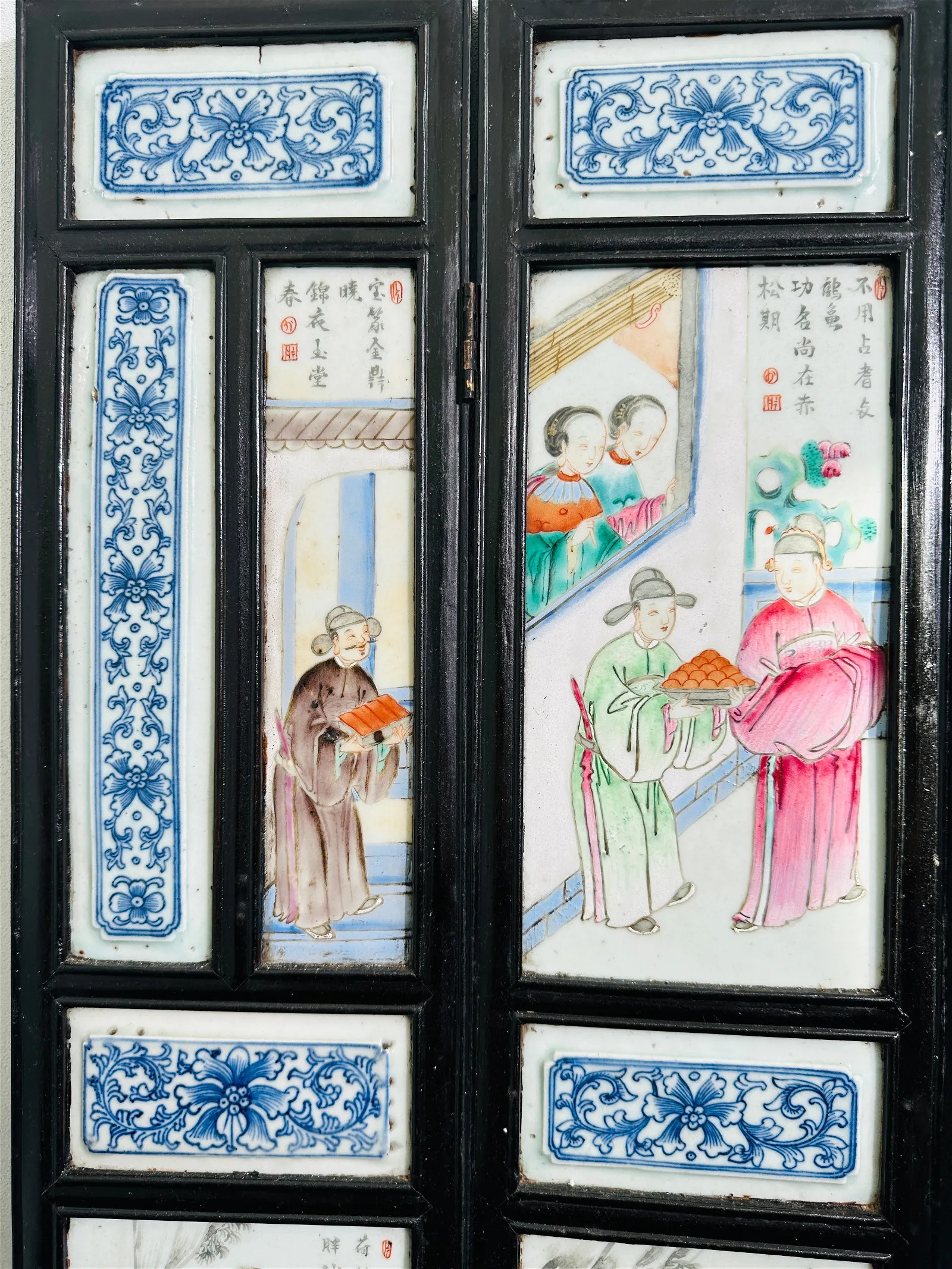 Chinese Eight Wood Framed Porcelain Plaques, Qing Dynasty 19th Century - Image 10 of 17