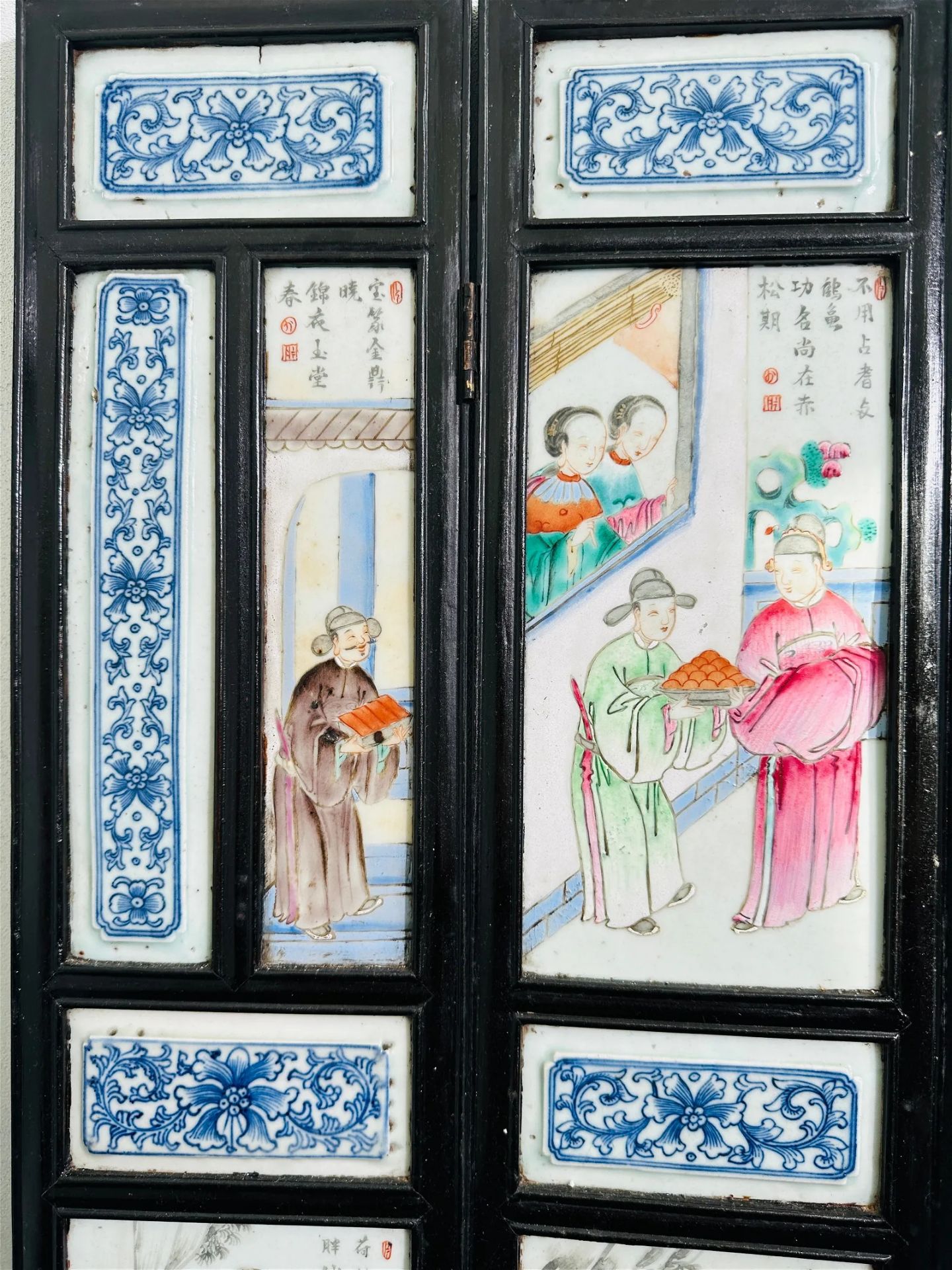 Chinese Eight Wood Framed Porcelain Plaques, Qing Dynasty 19th Century - Bild 10 aus 17
