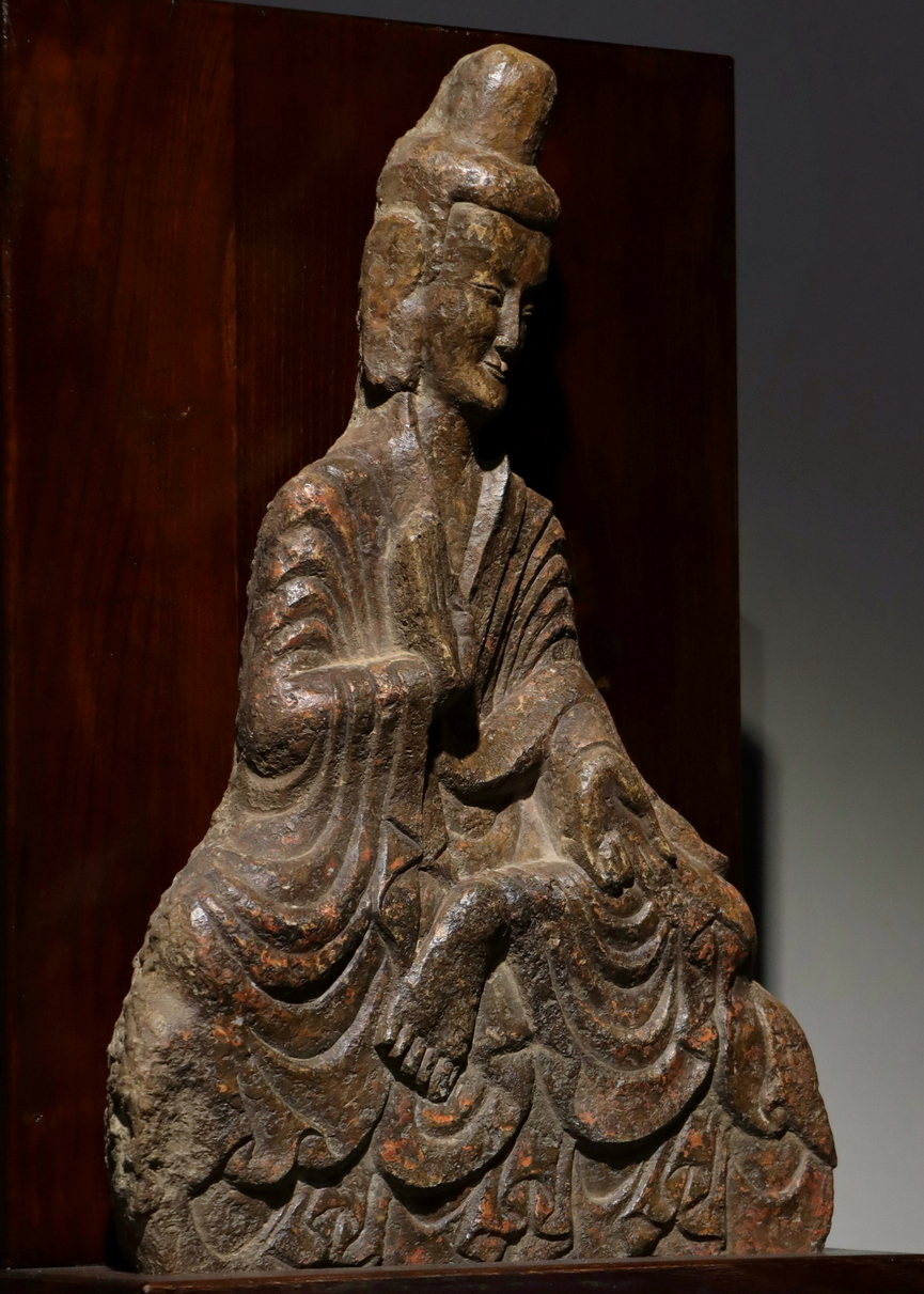 A Chinese stone sculpture, 14TH Century earlier Pr. Collection of NARA private gallary. - Image 7 of 9