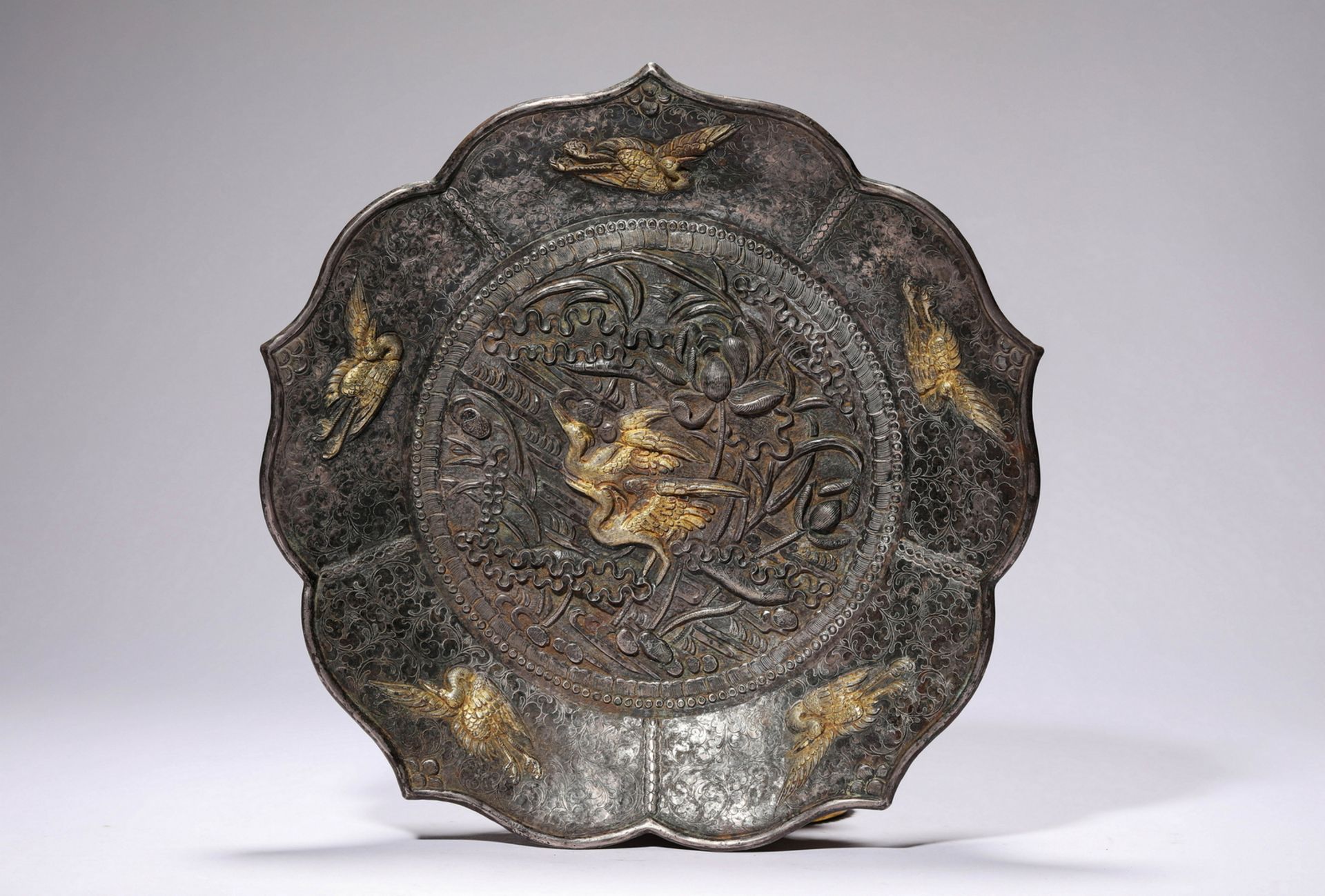 A Chinese silve gilt dish, 14TH/16TH Century Pr.