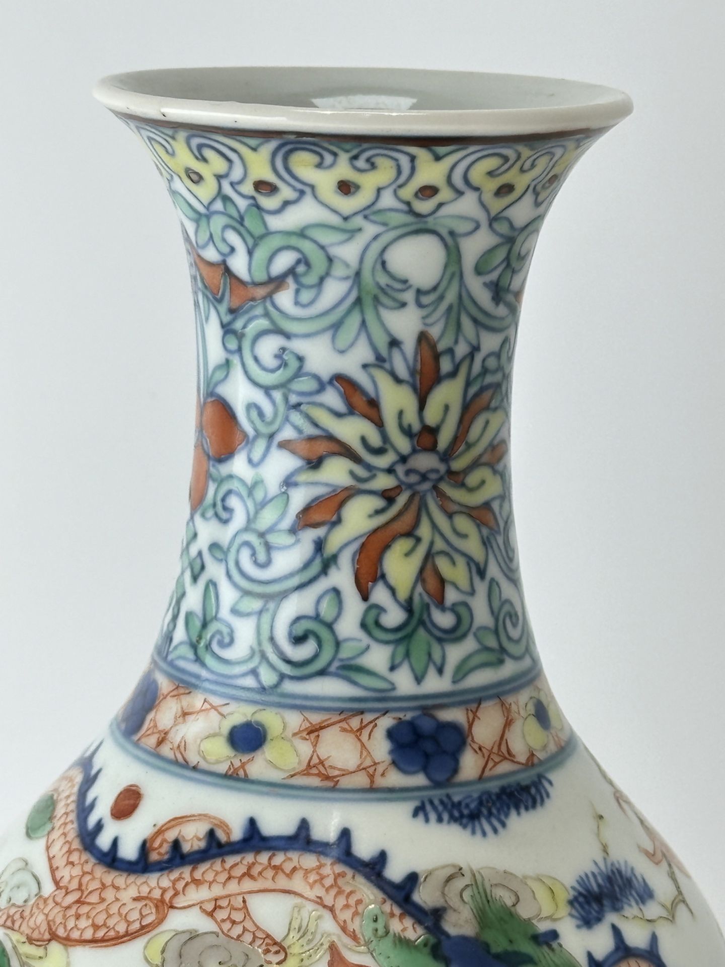 Chinese Doucai Porcelain Vase, Qianlong Mark. - Image 9 of 23
