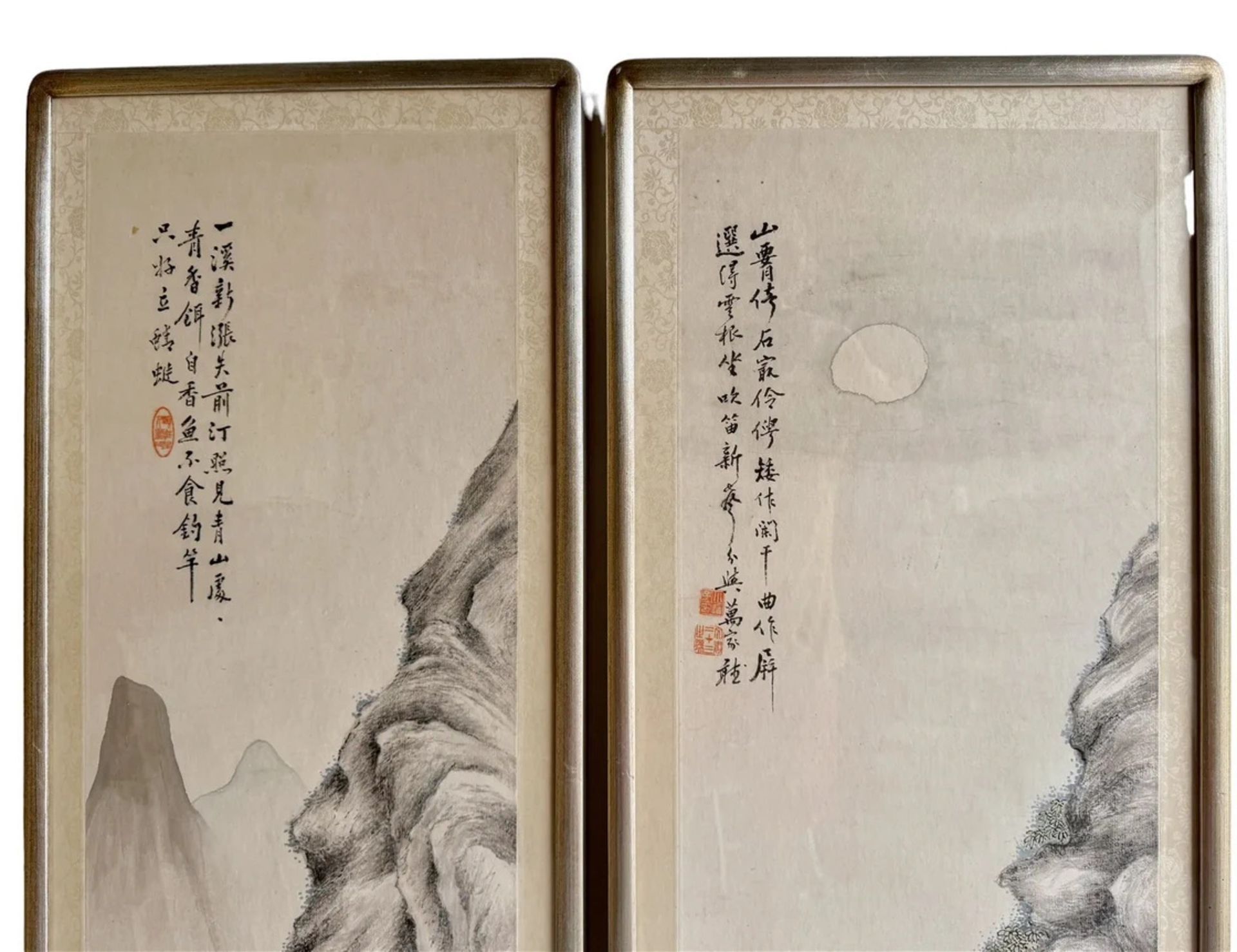 4 Chinese Ink Drawings of Guidance of Enlightenment Panels , Follower of Zhang Daqian - Image 6 of 15
