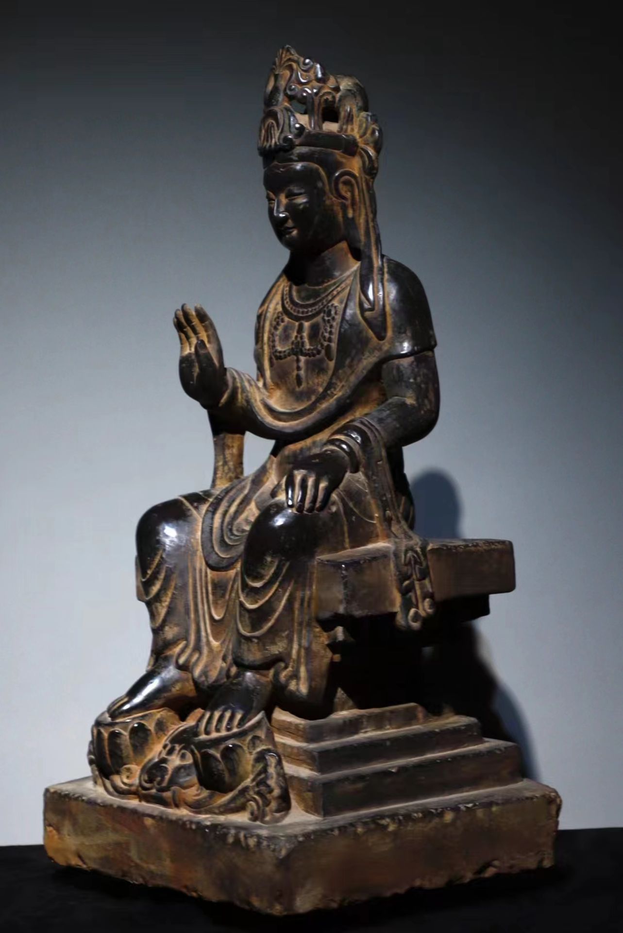 A Chinese stone sculpture, 14TH Century earlier Pr. Collection of NARA private gallary. - Image 7 of 8