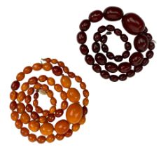 Amber Type Graduated Bead Necklaces