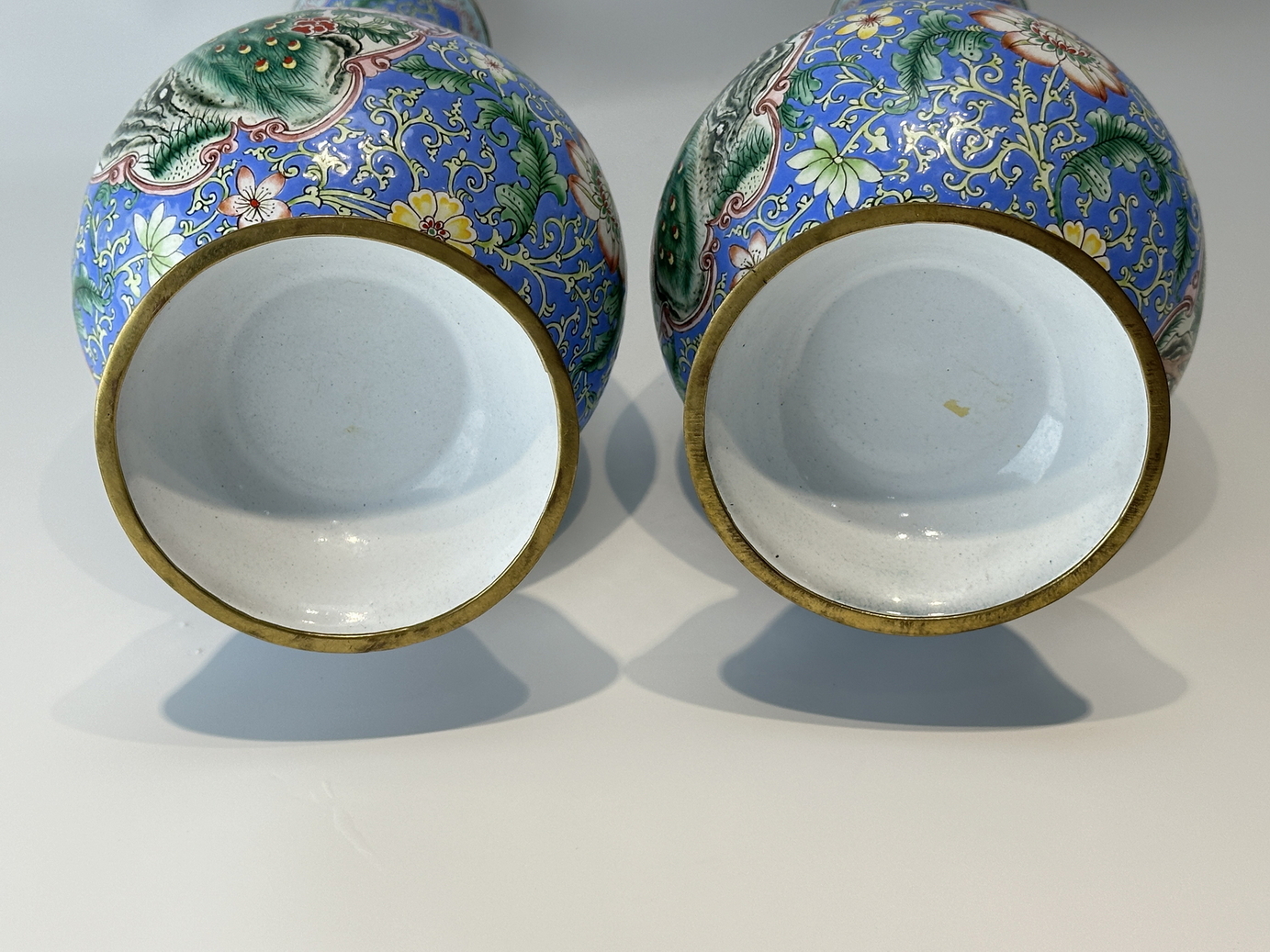 FINE CHINESE CLOISONNE PAIR VASEs with  PHONEXES 19TH Century. - Image 10 of 13