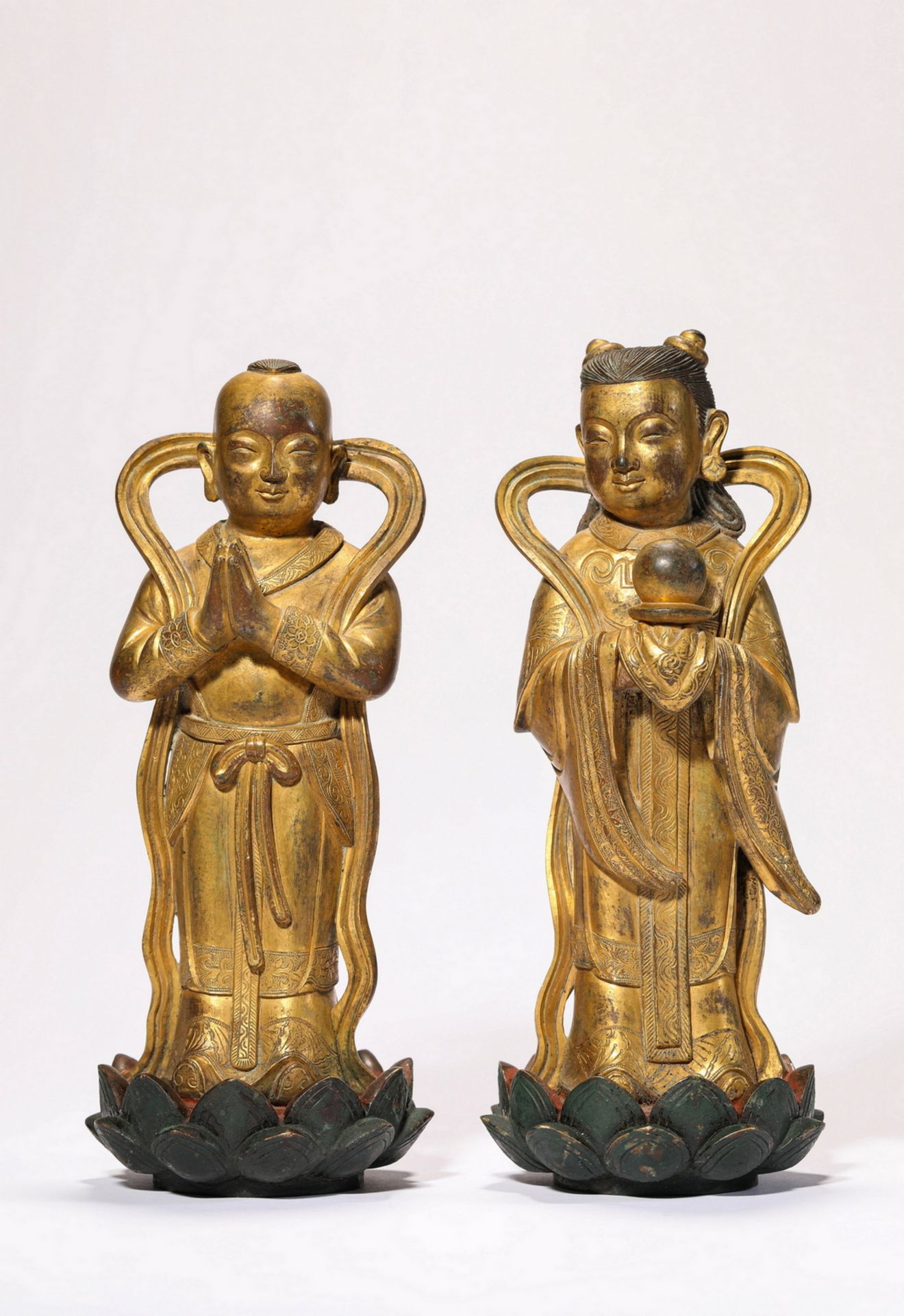 A pair Chinese bronze figures, 16TH/17TH Century Pr.Collection of NARA private gallary. 