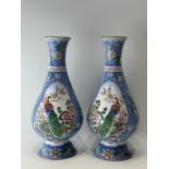 FINE CHINESE CLOISONNE PAIR VASEs with  PHONEXES 19TH Century.