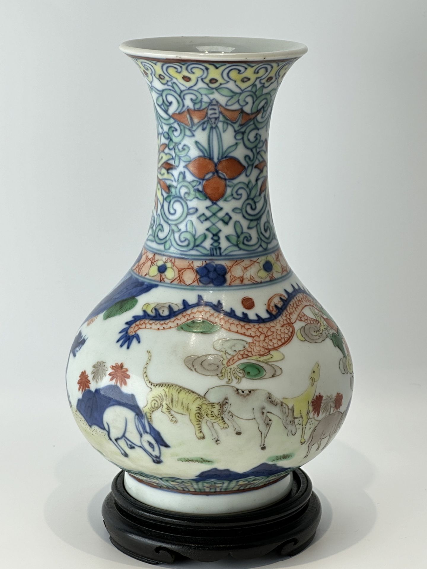 Chinese Doucai Porcelain Vase, Qianlong Mark.