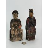 A pair of Chinese wood figures, 18th Pr.