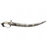 Decorative sword, made of metal and pieces of bone, decorated. Total length: 65 cm. Total width: