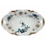 Polish serving bowl, Art Deco style, decorated with floral and gold prints, made in 'Silesia',