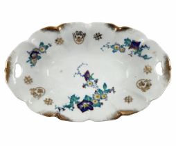 Polish serving bowl, Art Deco style, decorated with floral and gold prints, made in 'Silesia',
