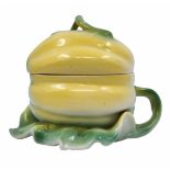 Soviet porcelain decoration, in the shape of a pepper, with a matching lid, decorated with green and