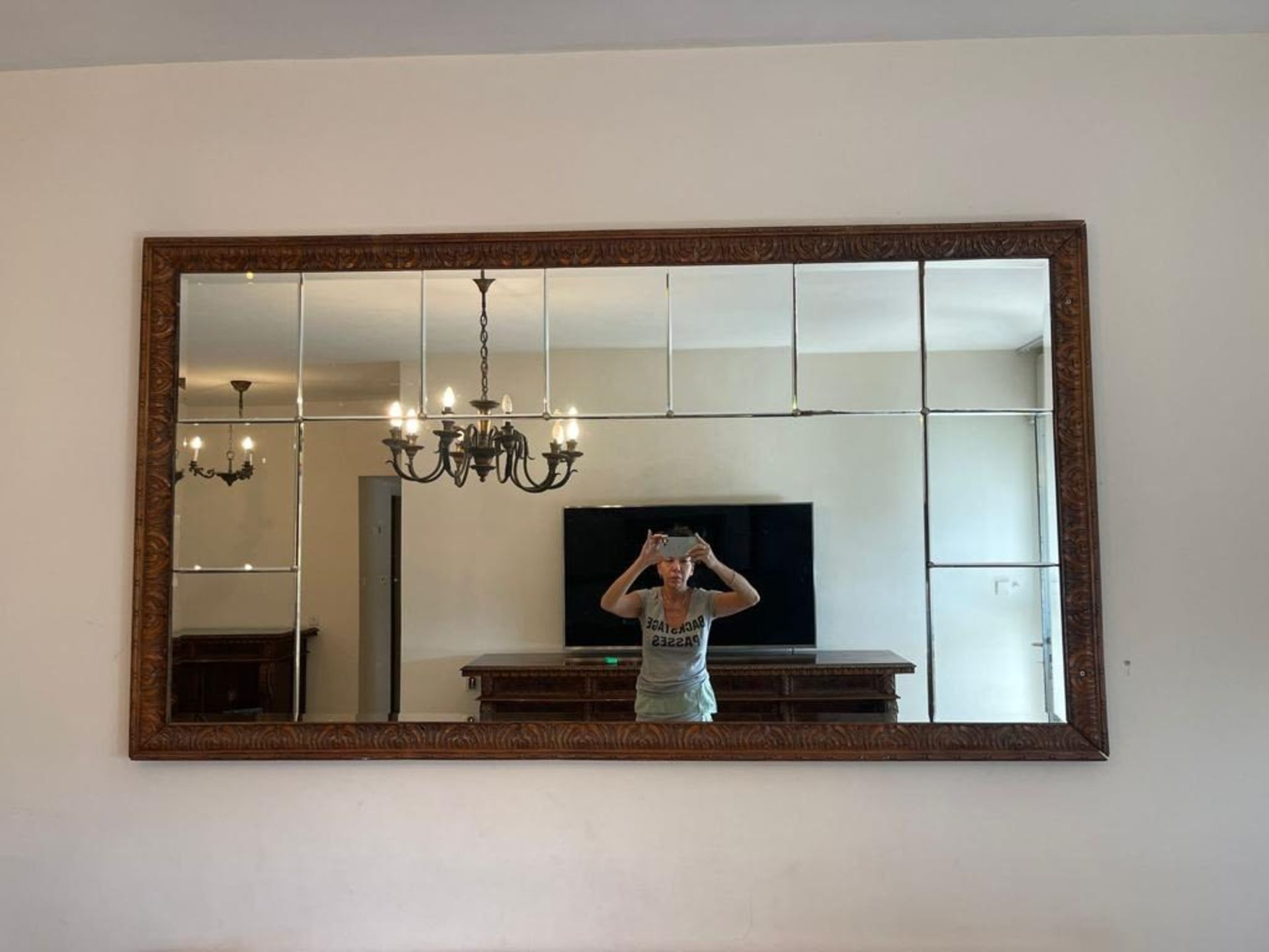 Rectangular mirror, antique style mirror, made of wood. Dimensions: Width: 197 cm. Length: 107 - Image 4 of 6