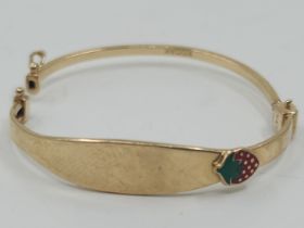 Gold bracelet, made of 14 karat yellow gold (signed: 585) and decorated with colored enamel in a