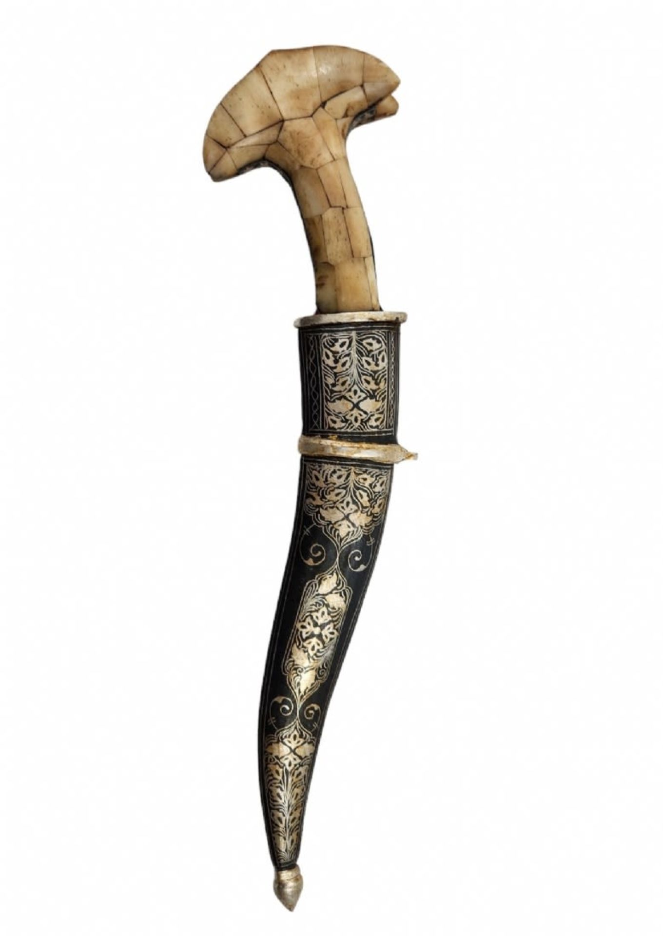 Decorative dagger, made of metal and bone. Length: 32 cm. Width: 8 cm. Period: 20th century - Bild 2 aus 6