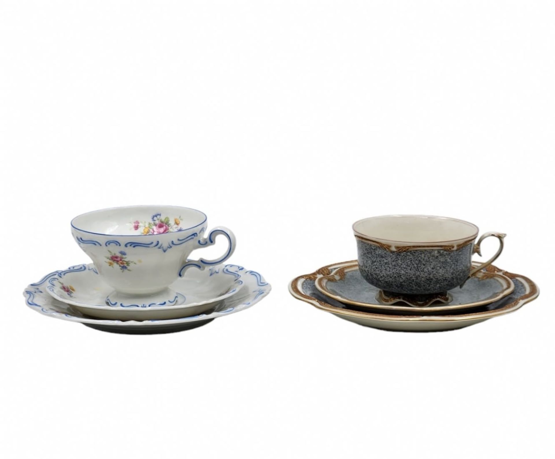 2 parts of a porcelain set, made in Germany and Latvia, decorated with various prints, signed. The - Image 2 of 4