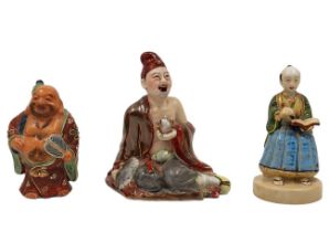 3 old decorative Chinese and Japanese figurines, figurines are made of china and porcelain,