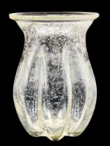 Glass jar, made by manual blowing. Diameter of the upper lip: 15 cm. Height: 21 cm. Period: 20th