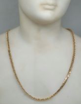 Gourmet chain, made of 14 carat yellow gold. Signed. Width of links: 4 mm. Weight: 19.61 grams.