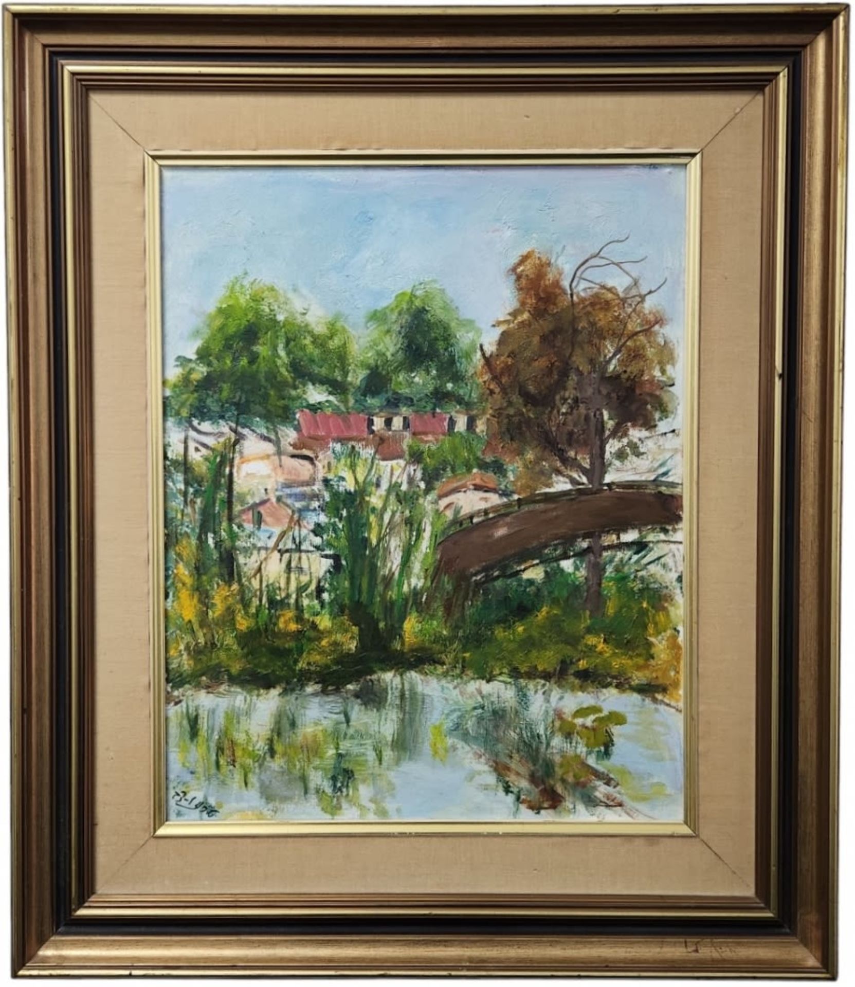 'Red tiled roofs between the trees' - painting, tova Rozen Zvi - oil on canvas, signed T. Rozen - - Image 2 of 5