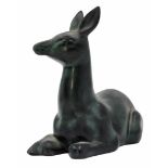 Portuguese ceramic figurine, in the shape of a sitting doe, made by the pottery and art studio 'D.