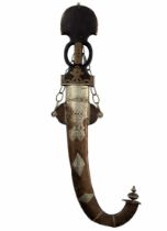 A large decorative sword, apparently from Morocco, made of wood and metal. Length: 85 cm. Width: