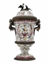 Chinese vase, european style decorative vase made of bronze and ceramic and decorated with hand